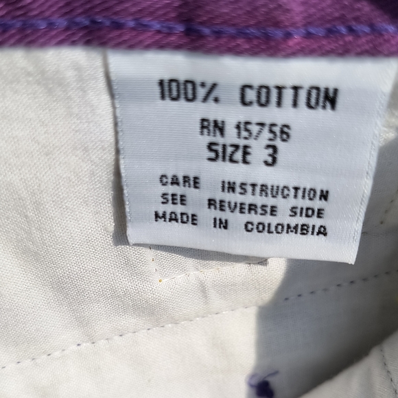 💜 vintage duck head purple, green yellow high waisted striped shorts - Picture 6 of 6